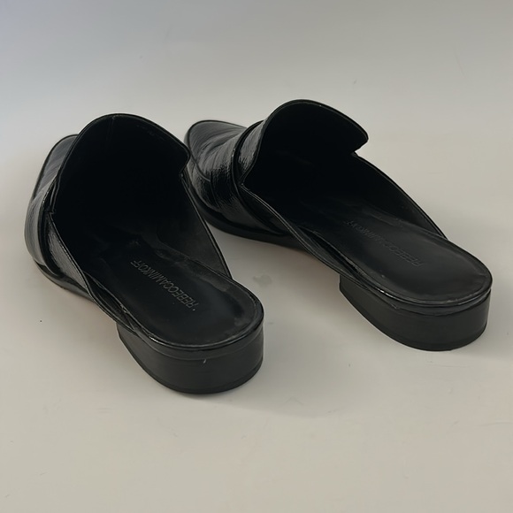 Rebecca Minkoff Black Semi Pointed Toe Patent Leather Slip On Mika Mules 7 M - Picture 3 of 8